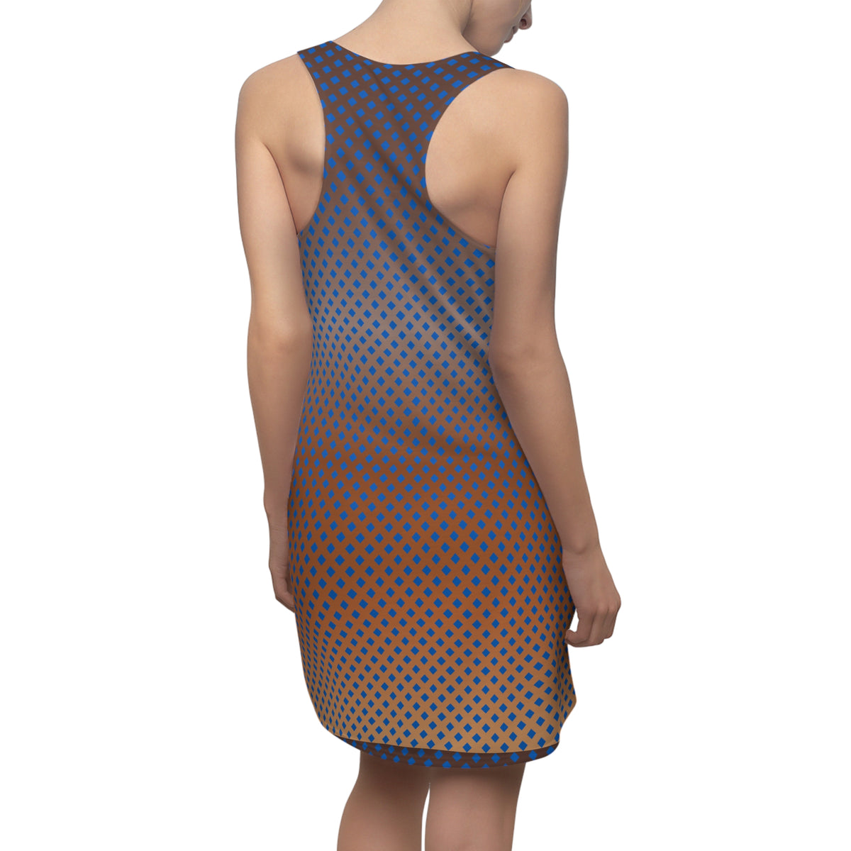 Brown Shape Knit-Texture Racerback Dress — Women's All-Over Print