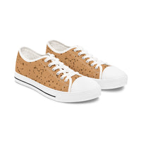 Low Top Sneakers — Tan Cork Texture Casual Canvas Shoes