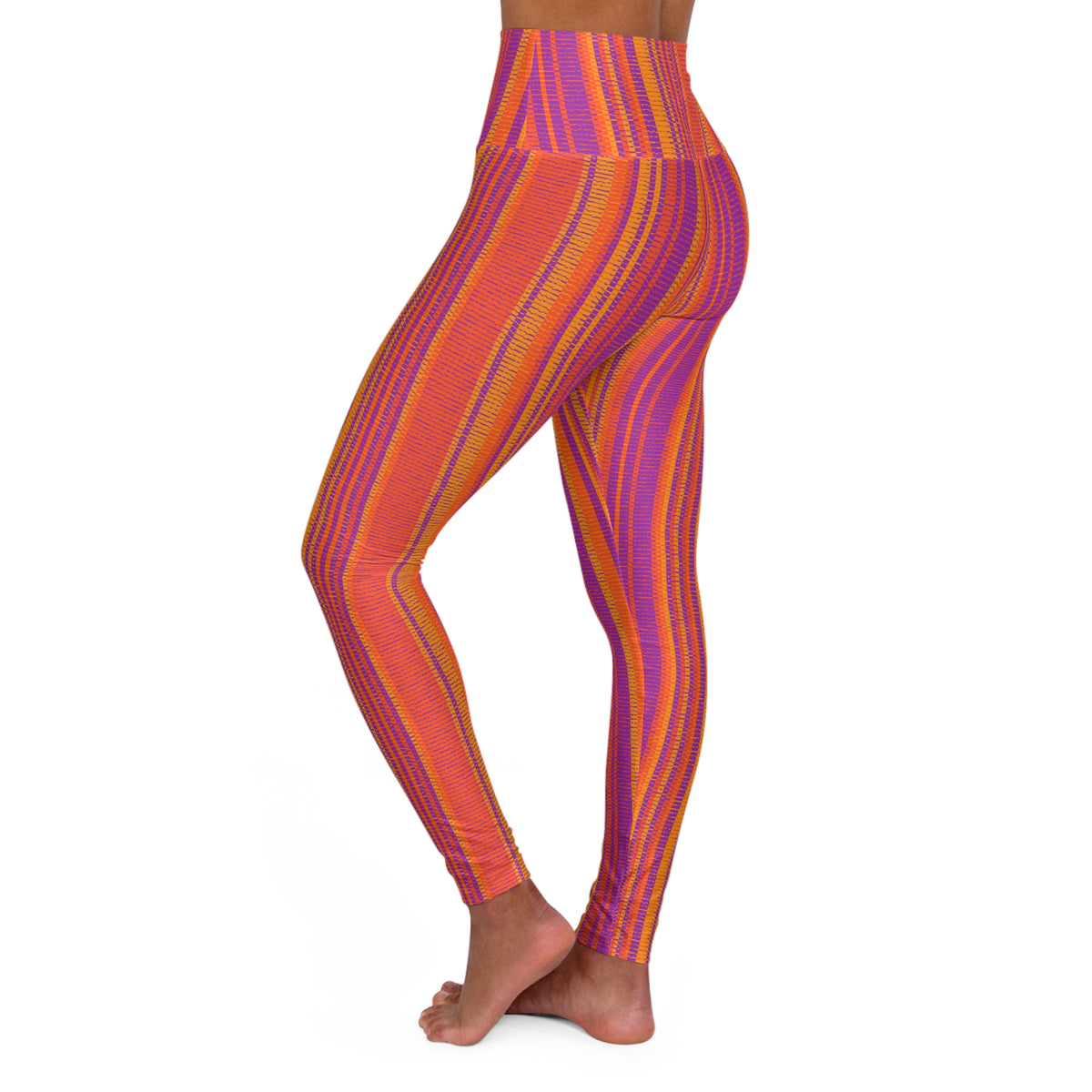 Orange Purple Print High-Waisted Leggings – Earthy Rust AOP
