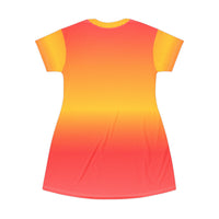 Yellow Pink Knit T-Shirt Dress — Casual Cozy Summer & Holiday