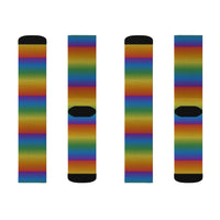 Multicolor Sublimation Crew Socks — Vertical Knit Pattern