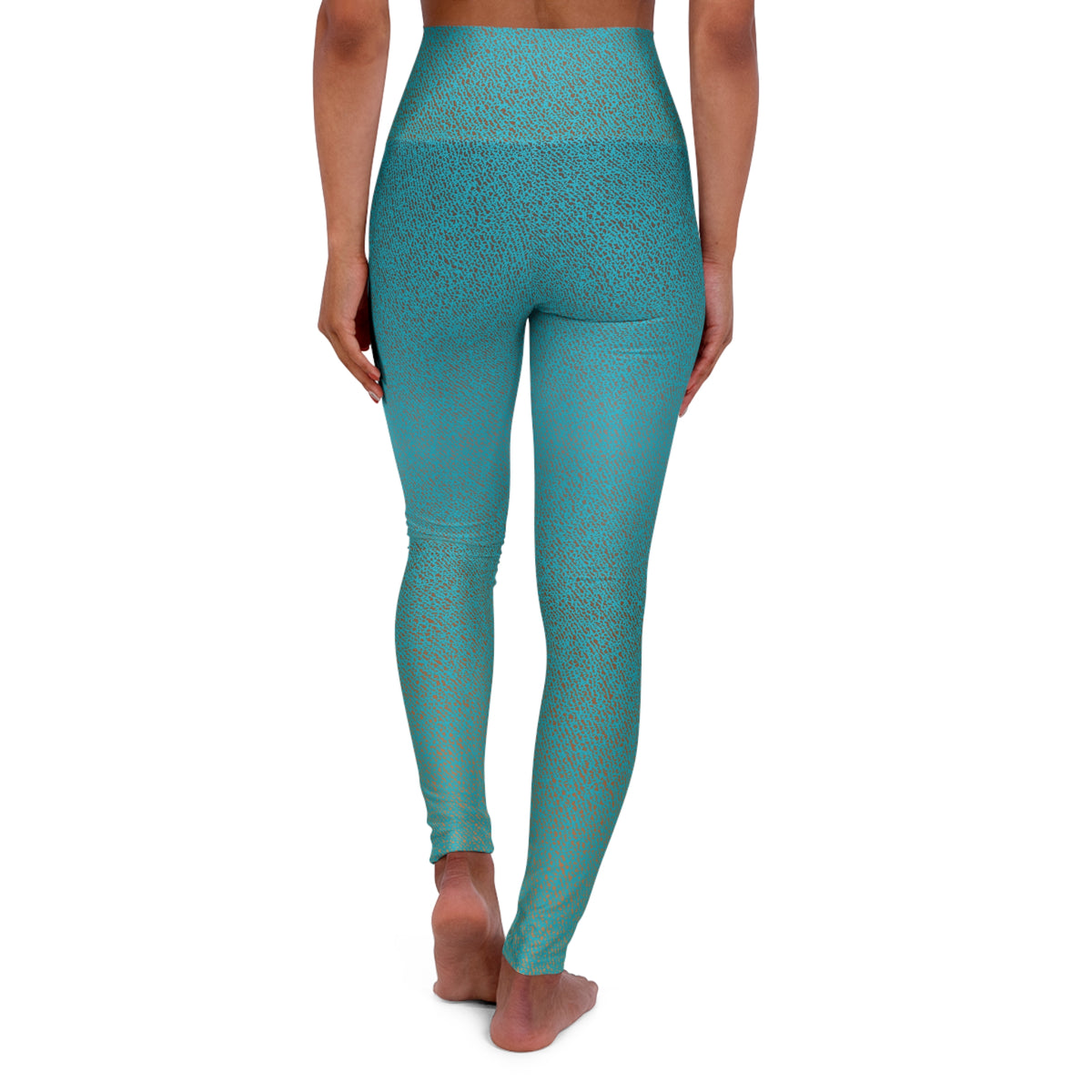 Green Print High-Waisted Leggings – Earthy Rust AOP