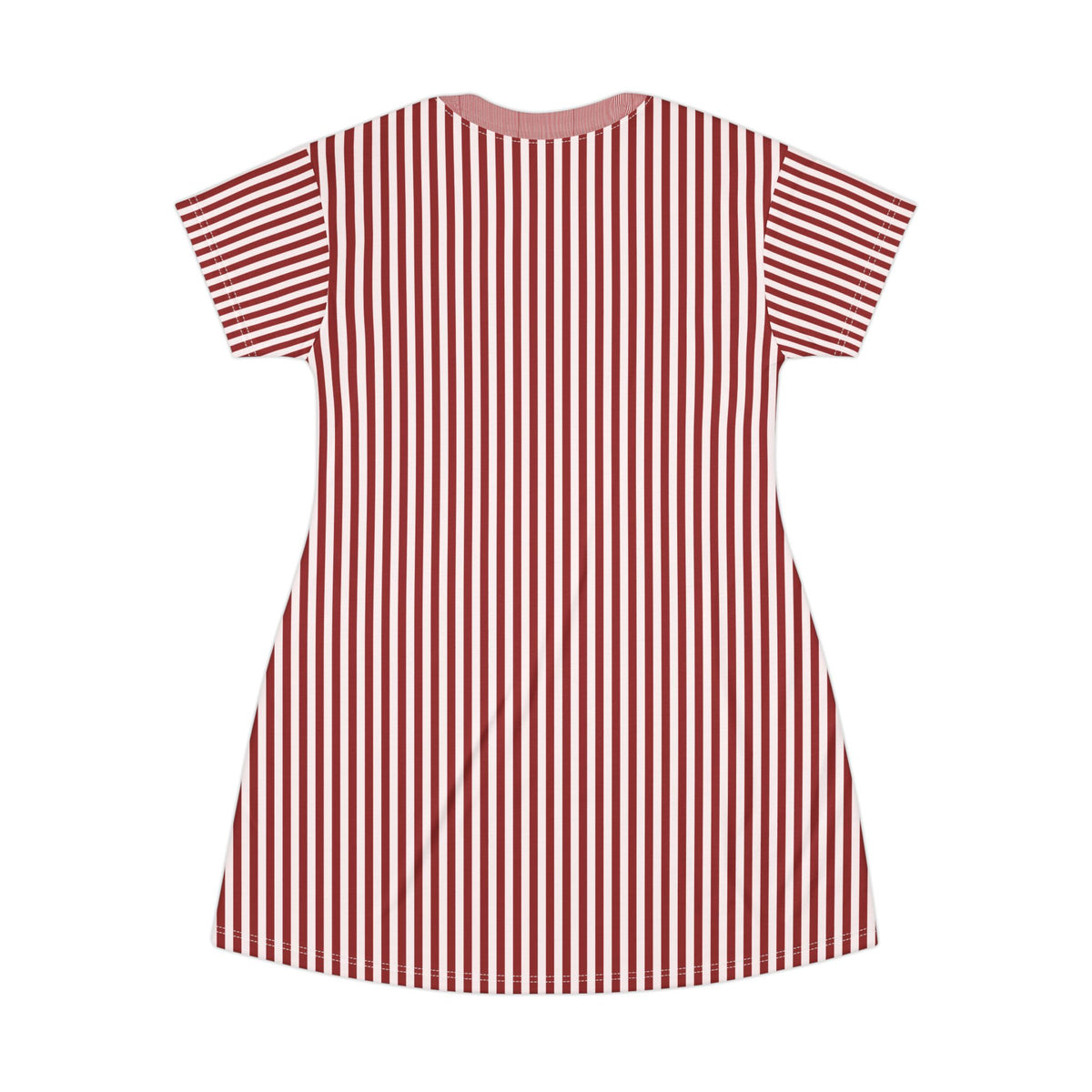 Dark Pink Striped Knit T-Shirt Dress — Casual Cozy Summer & Holiday