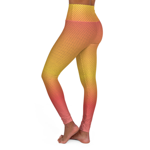Yellow Pink Stripes High-Waisted Leggings – Earthy Rust AOP
