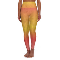 Yellow Pink Stripes High-Waisted Leggings – Earthy Rust AOP