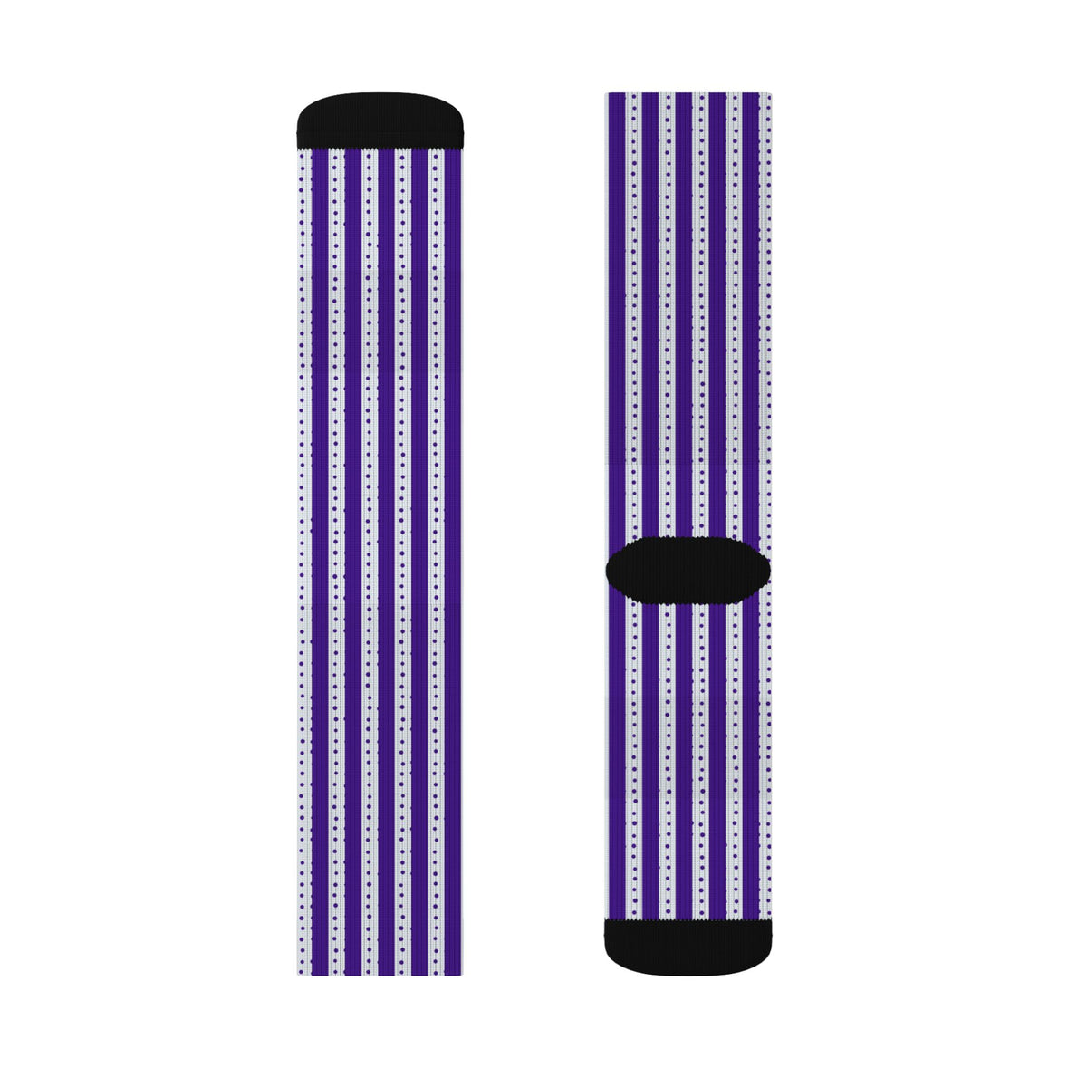 Purple Striped Sublimation Crew Socks — Vertical Knit Pattern