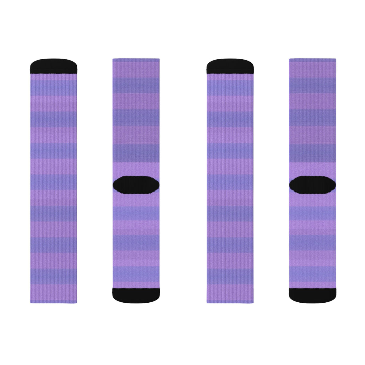 Light Purple Striped Sublimation Crew Socks — Vertical Knit Pattern