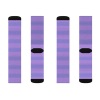 Light Purple Striped Sublimation Crew Socks — Vertical Knit Pattern