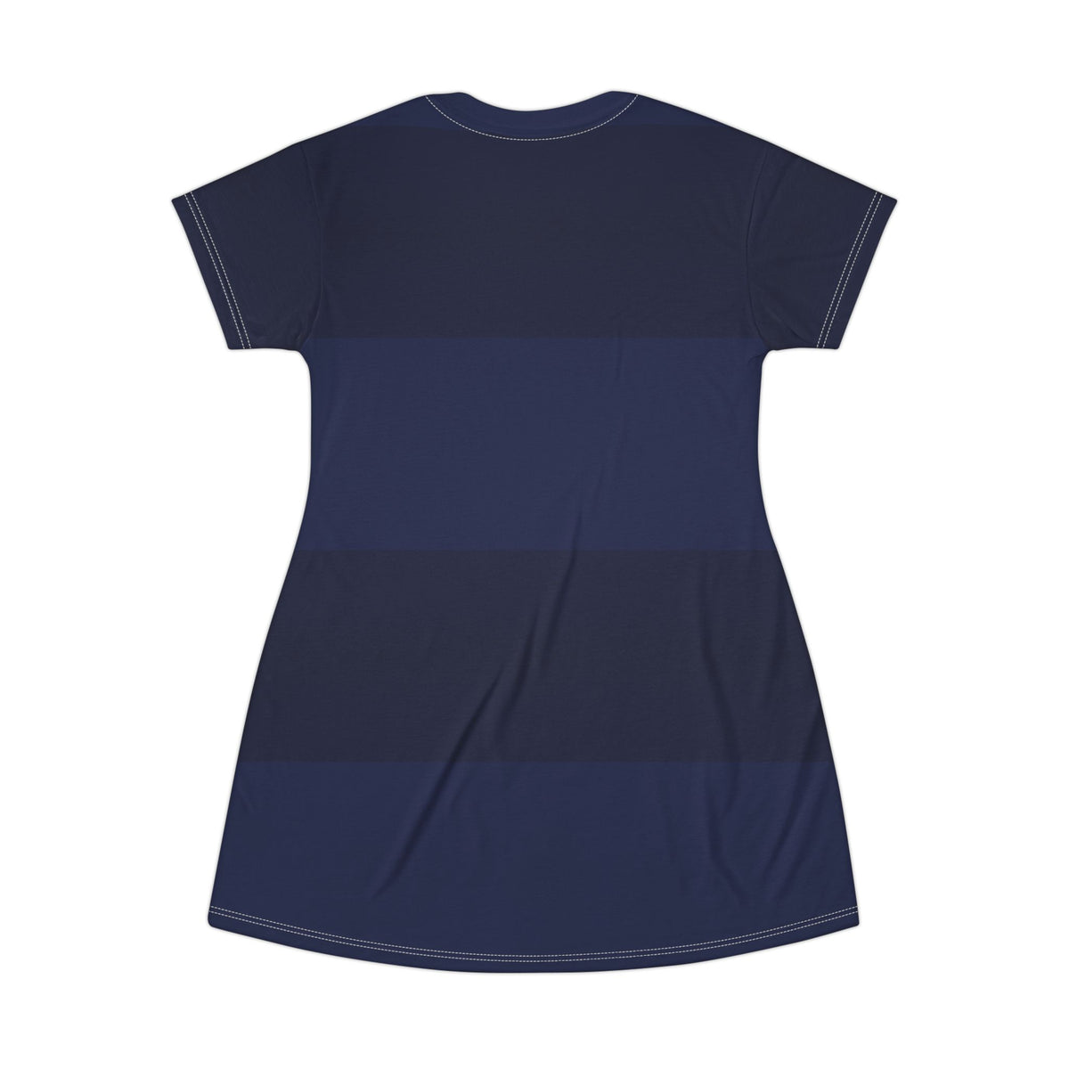 Navy Blue Striped Knit T-Shirt Dress — Casual Cozy Summer & Holiday