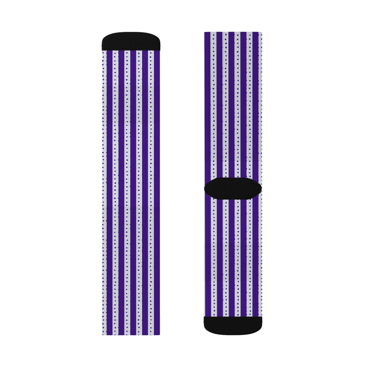 Purple Striped Sublimation Crew Socks — Vertical Knit Pattern