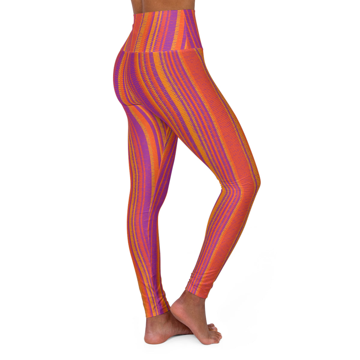 Orange Purple Print High-Waisted Leggings – Earthy Rust AOP
