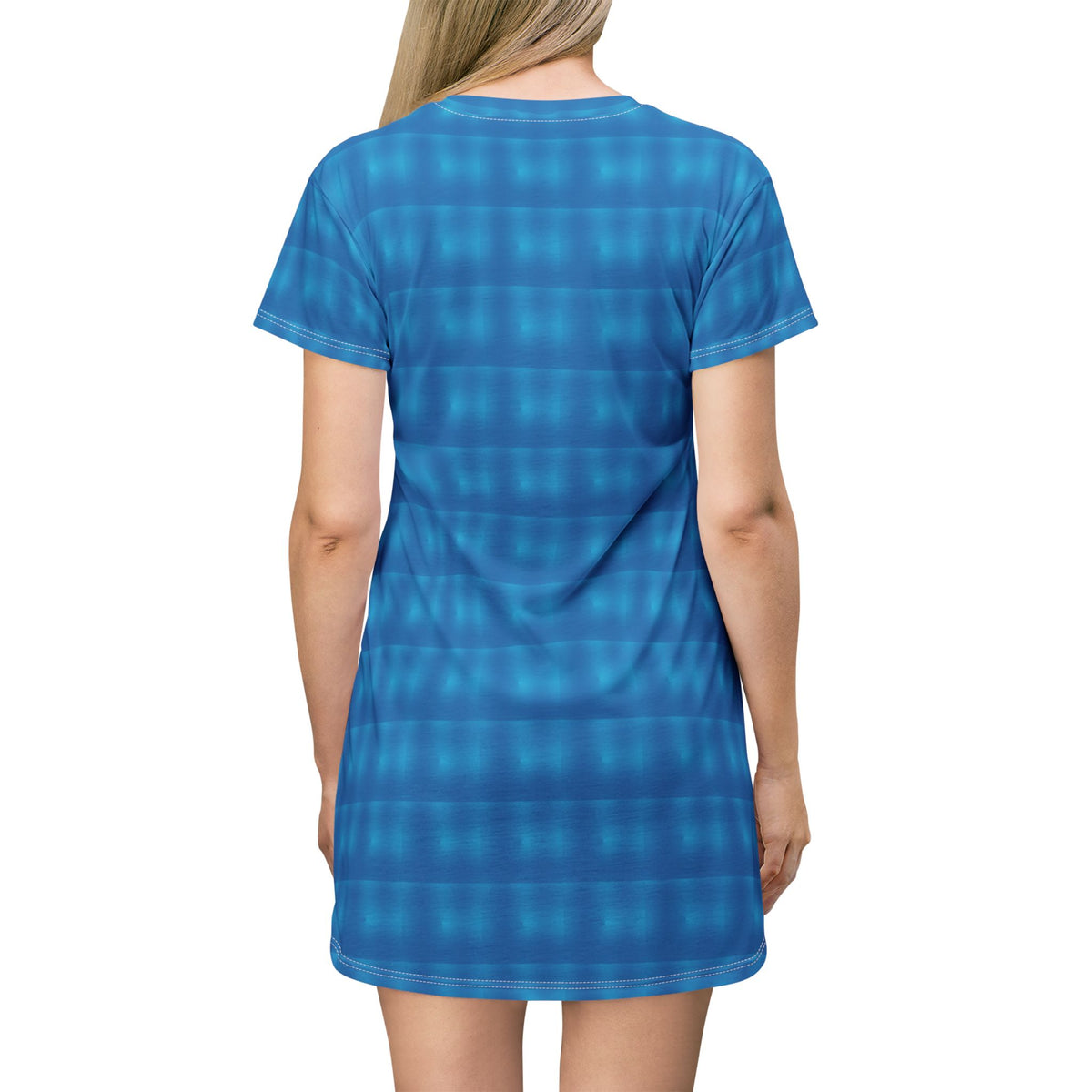 Blue Gradient Knit T-Shirt Dress — Casual Cozy Summer & Holiday