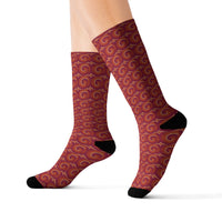 Red Crew Sublimation Socks — All-Over Print Crew Socks
