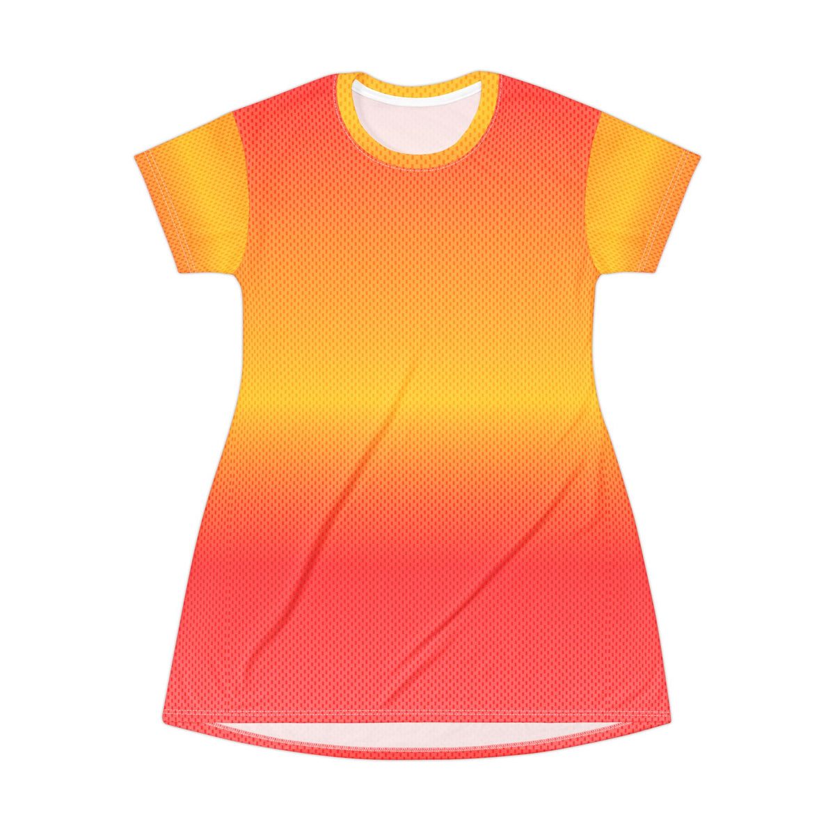 Yellow Pink Knit T-Shirt Dress — Casual Cozy Summer & Holiday