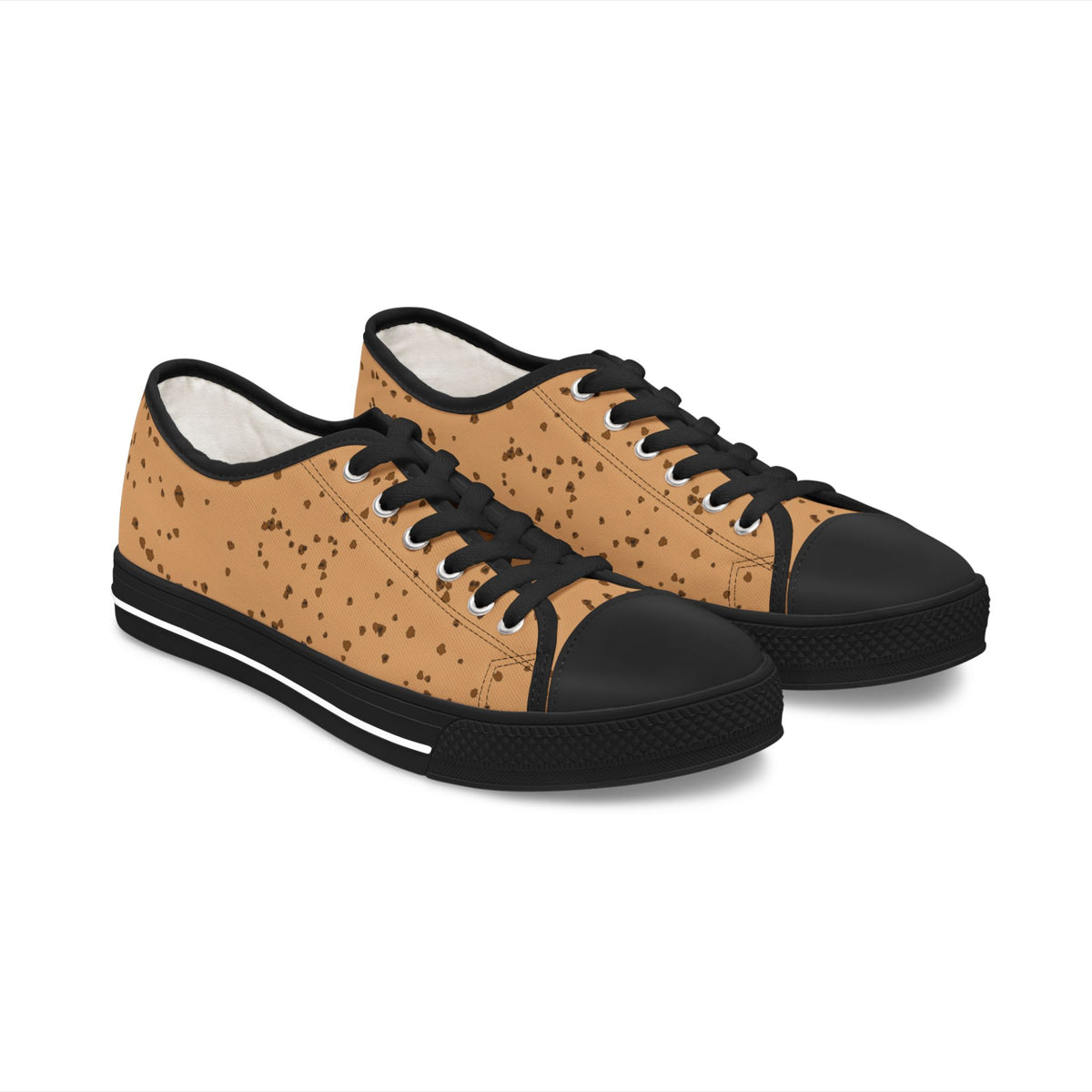 Low Top Sneakers — Tan Cork Texture Casual Canvas Shoes