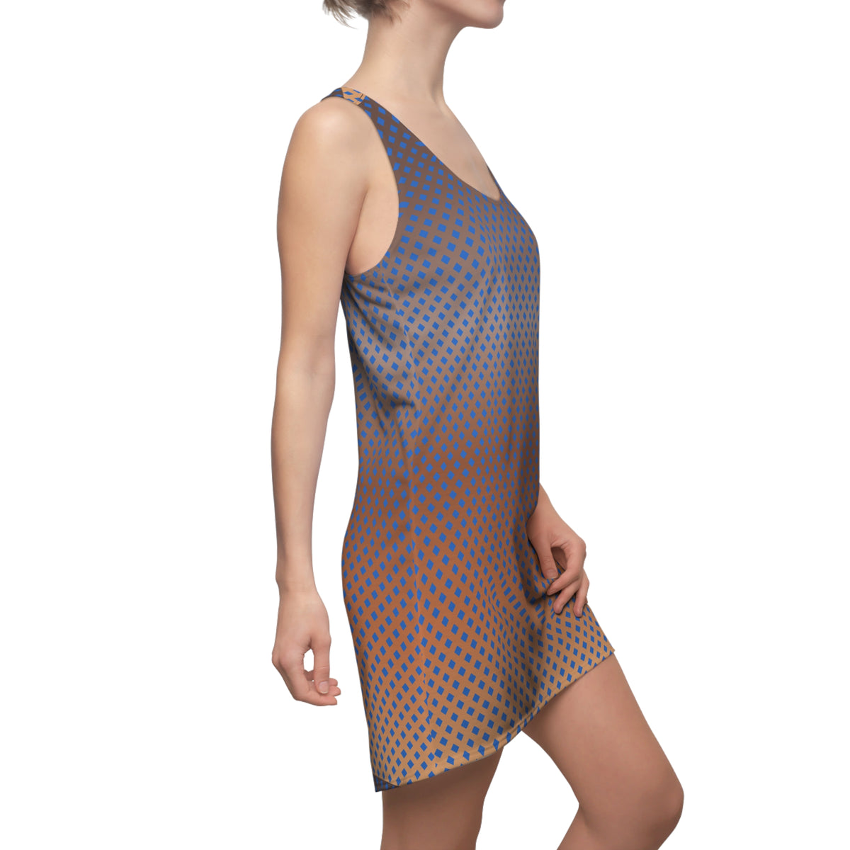 Brown Shape Knit-Texture Racerback Dress — Women's All-Over Print