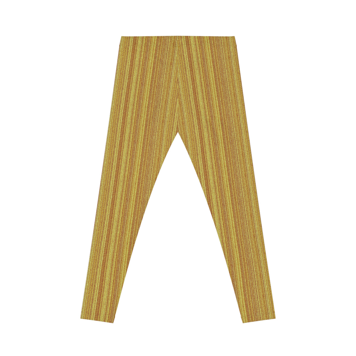 Gold Metallic Vertical Stripe Leggings — Women's Foil-Stripe Casual Leggings