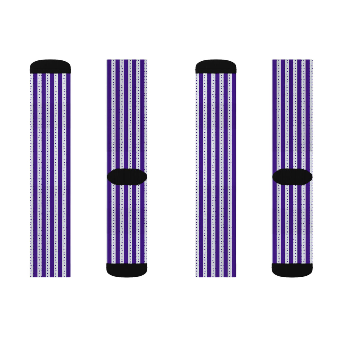 Purple Striped Sublimation Crew Socks — Vertical Knit Pattern