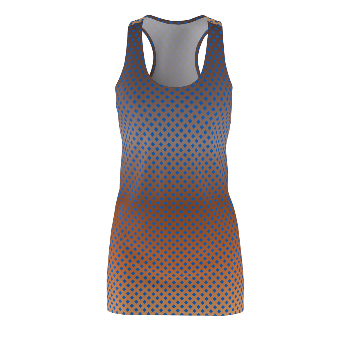 Brown Shape Knit-Texture Racerback Dress — Women's All-Over Print