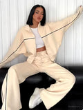 Women's Long Sleeve Half-Turtleneck Cardigan & Trousers Set